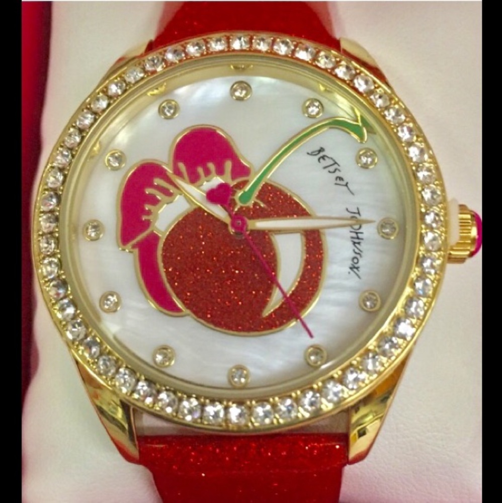 Betsey Johnson 🍒 Red Cherrylicious Crystal Watch